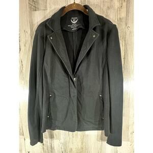 Chico Zenergy‎ Black Moto Jacket Size 0 or Small French Terry Knit Partial Zip